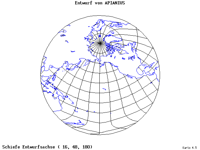 Apianius' Projection - 16°E, 48°N, 180° - standard
