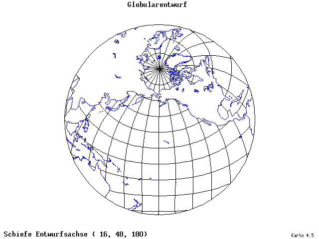 Globular Projection - 16°E, 48°N, 180° - standard