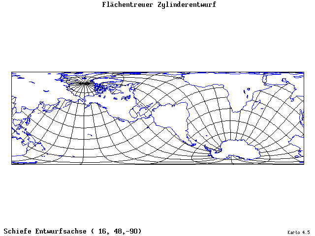 Cylindrical Equal-Area Projection - 16°E, 48°N, 270° - standard