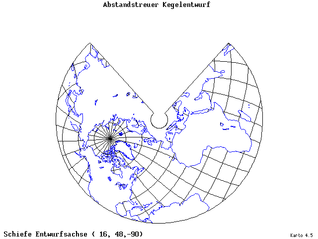 Conical Equidistant Projection - 16°E, 48°N, 270° - standard