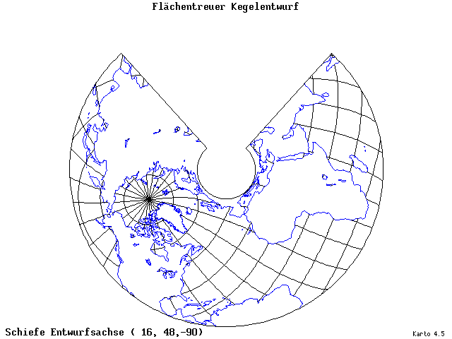 Conical Equal-Area Projection - 16°E, 48°N, 270° - standard