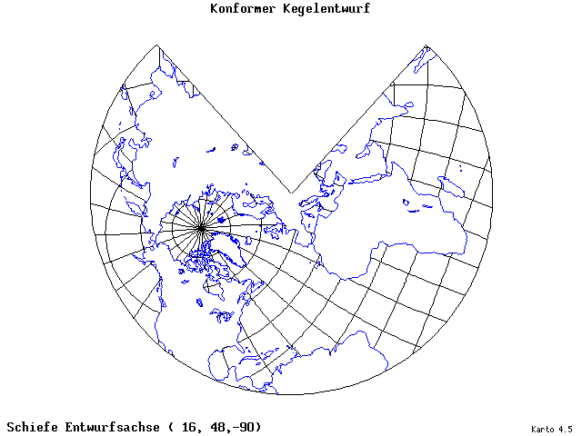 Conical Conformal Projection - 16°E, 48°N, 270° - standard