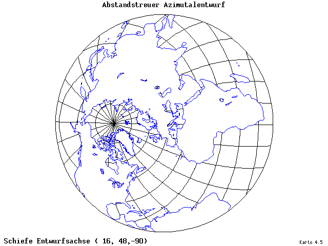 Azimuthal Equidistant Projection - 16°E, 48°N, 270° - standard