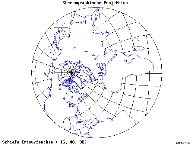 Stereographic Projection - 16°E, 48°N, 270° - standard