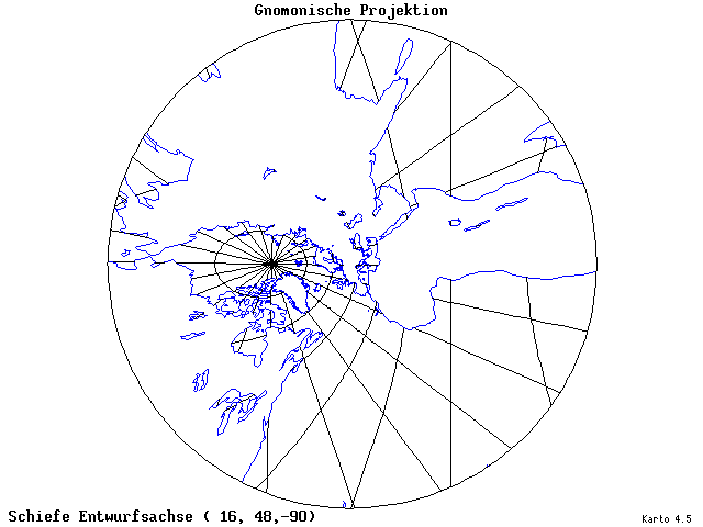 Gnomonic Projection - 16°E, 48°N, 270° - standard