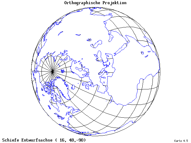 Orthographic Projection - 16°E, 48°N, 270° - standard