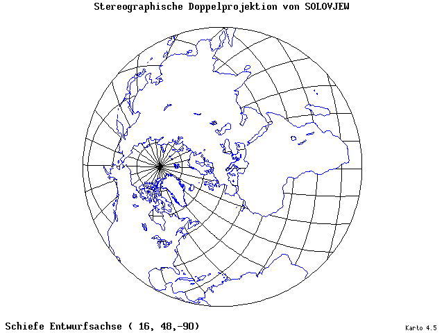 Solovjev's Double-Stereographic Projection - 16°E, 48°N, 270° - standard