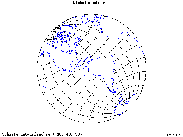 Globular Projection - 16°E, 48°N, 270° - standard