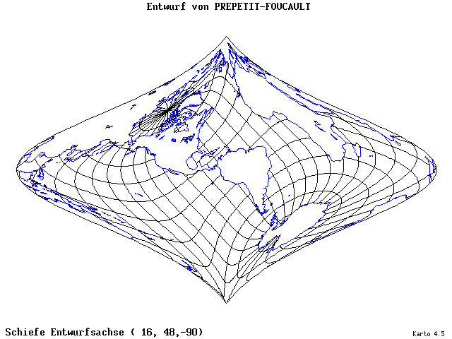 Prepetit-Foucault Projection - 16°E, 48°N, 270° - standard
