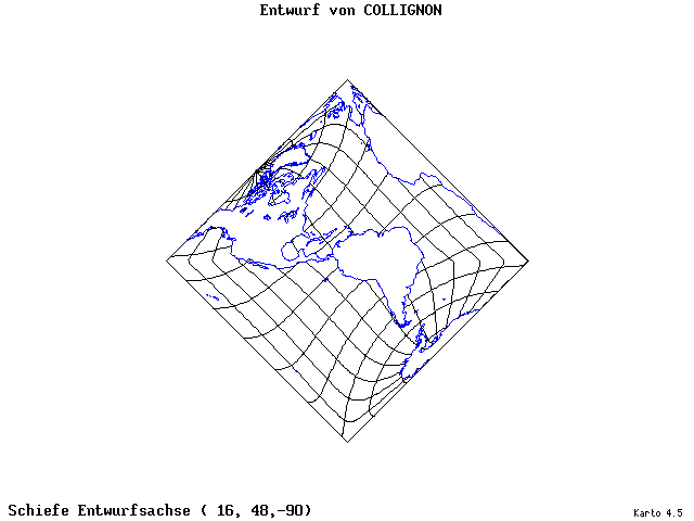 Collignon's Projection - 16°E, 48°N, 270° - standard