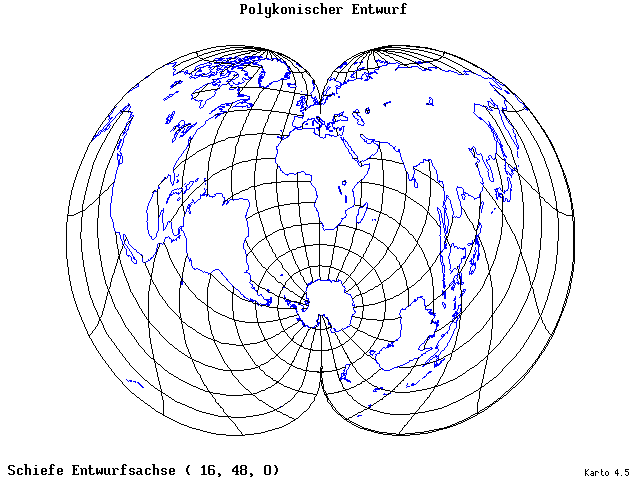 Polyconic Projection - 16°E, 48°N, 0° - wide