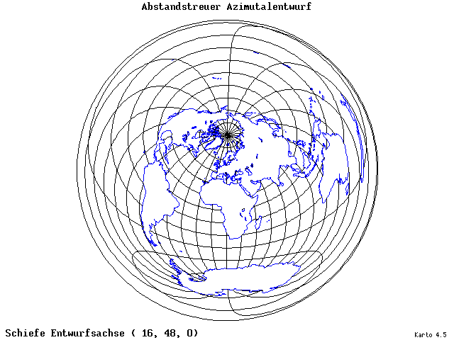 Azimuthal Equidistant Projection - 16°E, 48°N, 0° - wide