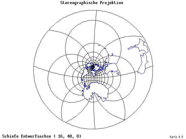 Stereographic Projection - 16°E, 48°N, 0° - wide