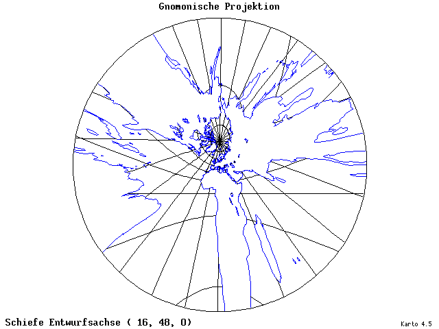 Gnomonic Projection - 16°E, 48°N, 0° - wide