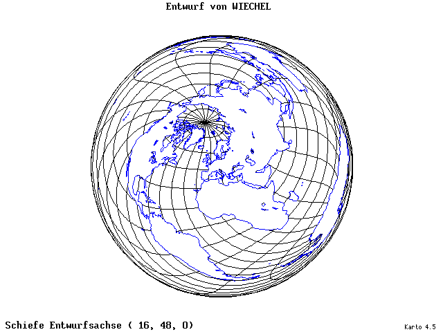 Wiechel's Projection - 16°E, 48°N, 0° - wide