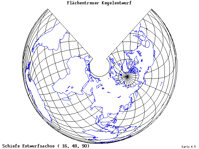 Conical Equal-Area Projection - 16°E, 48°N, 90° - wide