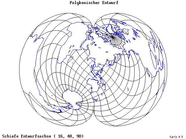 Polyconic Projection - 16°E, 48°N, 90° - wide