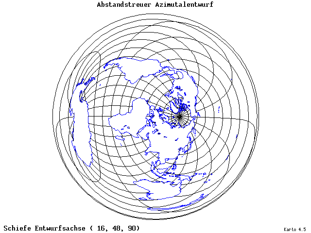 Azimuthal Equidistant Projection - 16°E, 48°N, 90° - wide