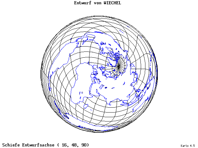 Wiechel's Projection - 16°E, 48°N, 90° - wide