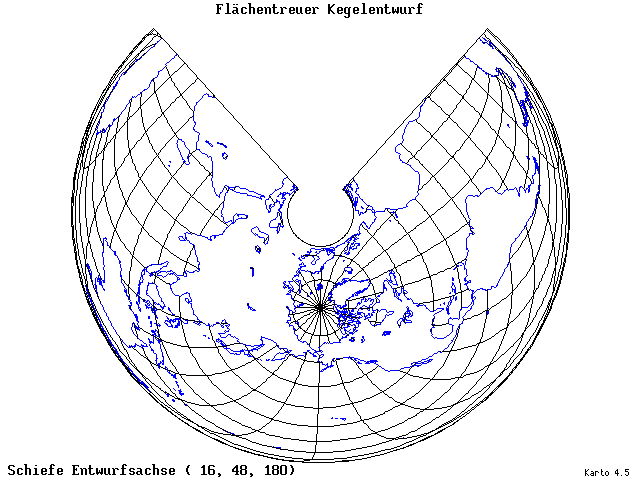 Conical Equal-Area Projection - 16°E, 48°N, 180° - wide