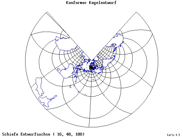 Conical Conformal Projection - 16°E, 48°N, 180° - wide