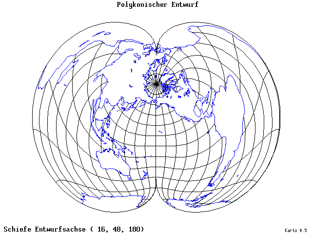 Polyconic Projection - 16°E, 48°N, 180° - wide