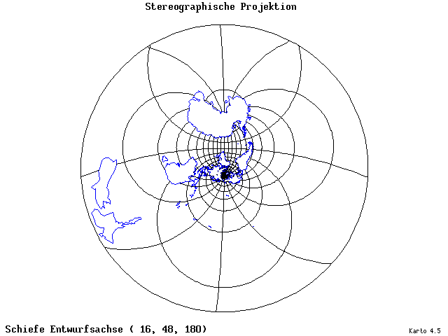 Stereographic Projection - 16°E, 48°N, 180° - wide