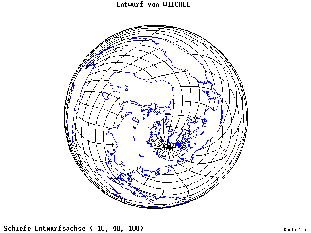 Wiechel's Projection - 16°E, 48°N, 180° - wide