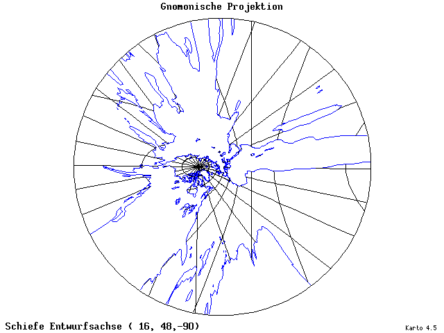 Gnomonic Projection - 16°E, 48°N, 270° - wide