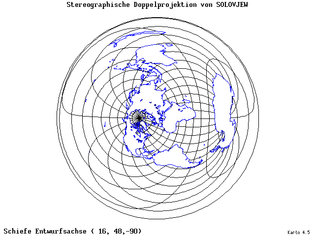 Solovjev's Double-Stereographic Projection - 16°E, 48°N, 270° - wide