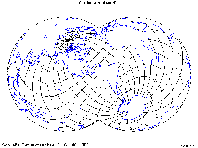 Globular Projection - 16°E, 48°N, 270° - wide