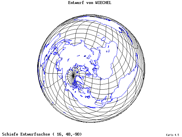 Wiechel's Projection - 16°E, 48°N, 270° - wide