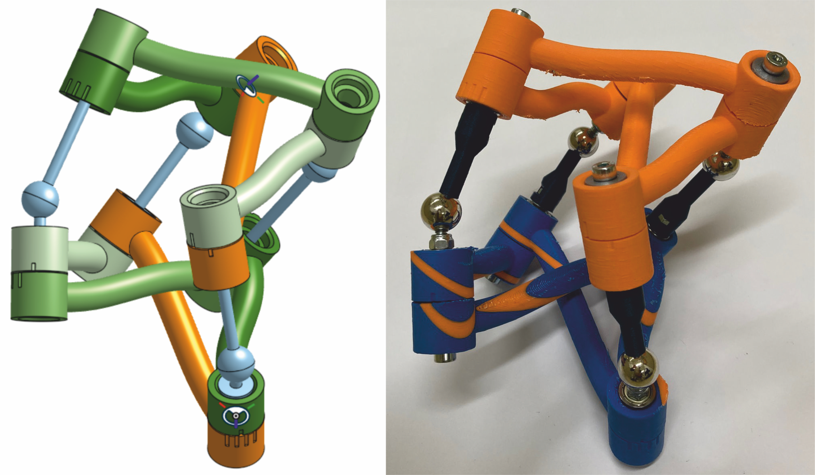CAD model and physical model of a bi-Bennett